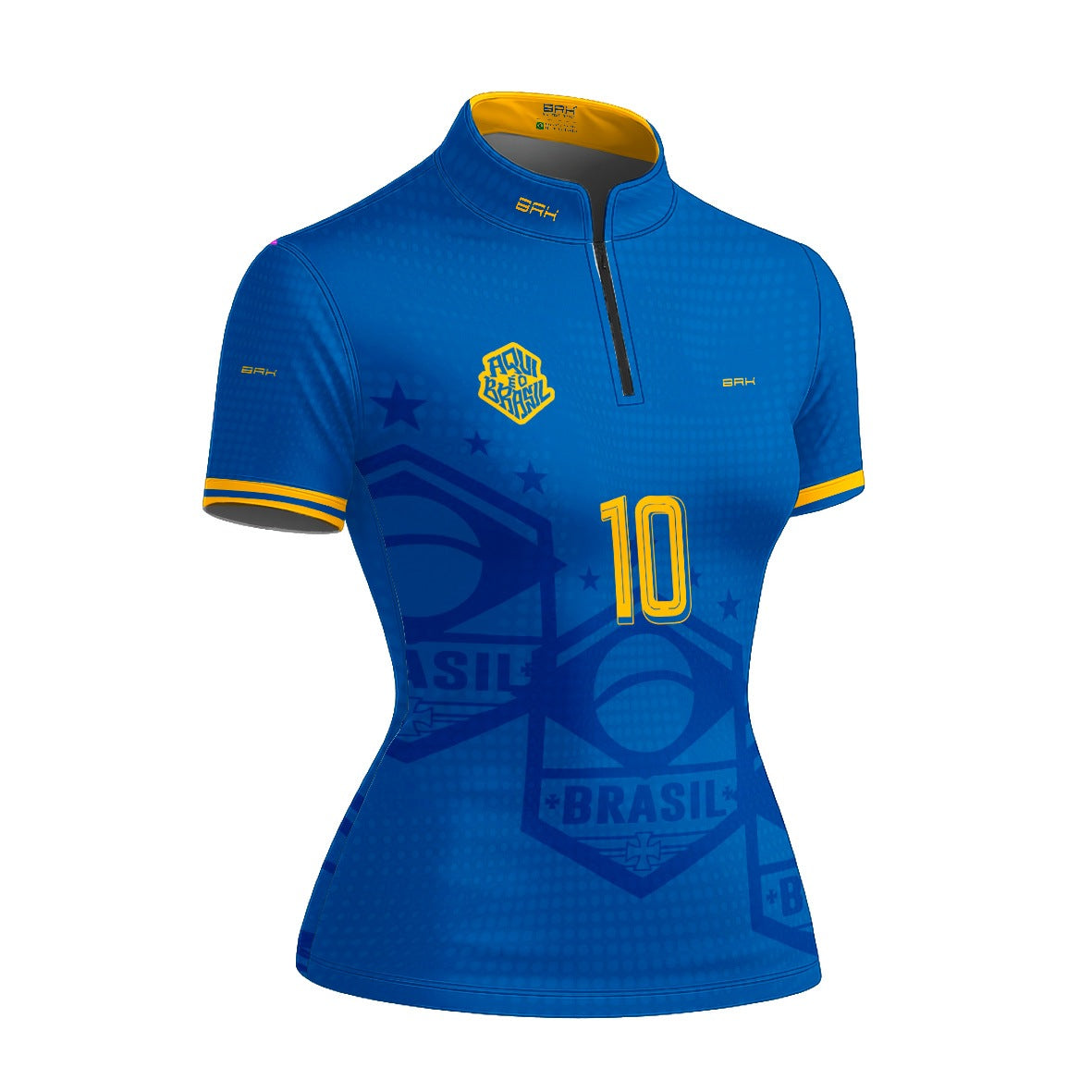 Camiseta Brk Feminina Aqui é o Brasil Escudo 10 Azul Royal com Proteção Solar UV50+ - Brk Agro
