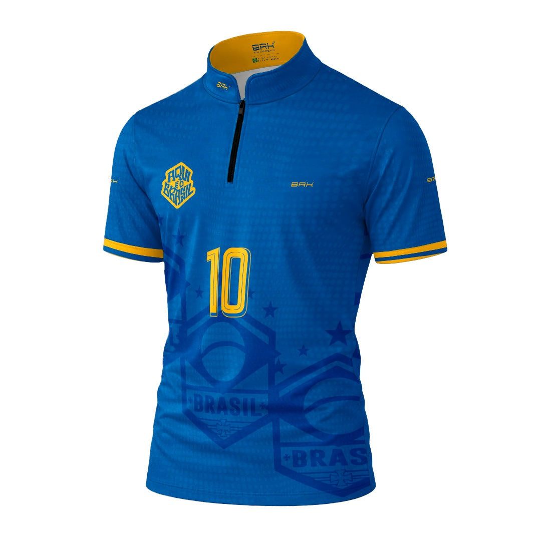 Camiseta Brk Aqui é o Brasil Escudo 10 Azul Royal com Proteção Solar UV50+ - Brk Agro