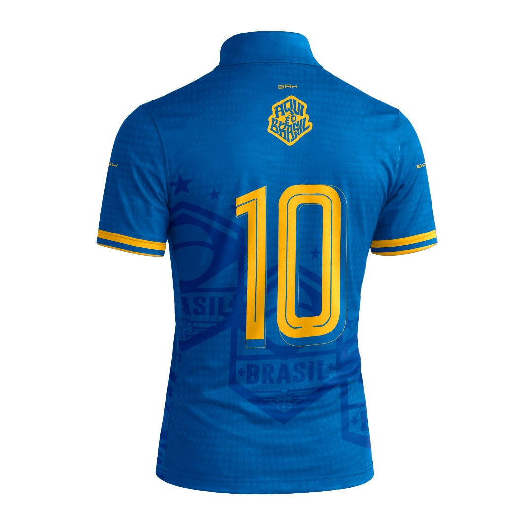 Camiseta Brk Aqui é o Brasil Escudo 10 Azul Royal com Proteção Solar UV50+ - Brk Agro