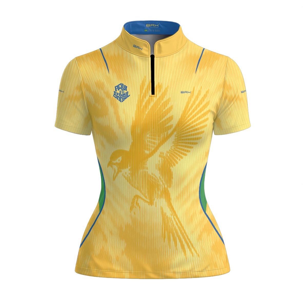 Camiseta Brk Feminina Aqui é o Brasil Beija-Flor Sombreado Amarela com Proteção Solar UV50+ - Brk Agro