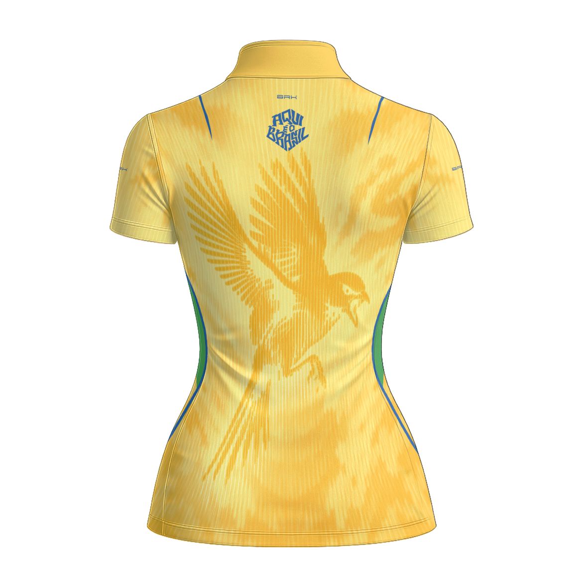 Camiseta Brk Feminina Aqui é o Brasil Beija-Flor Sombreado Amarela com Proteção Solar UV50+ - Brk Agro
