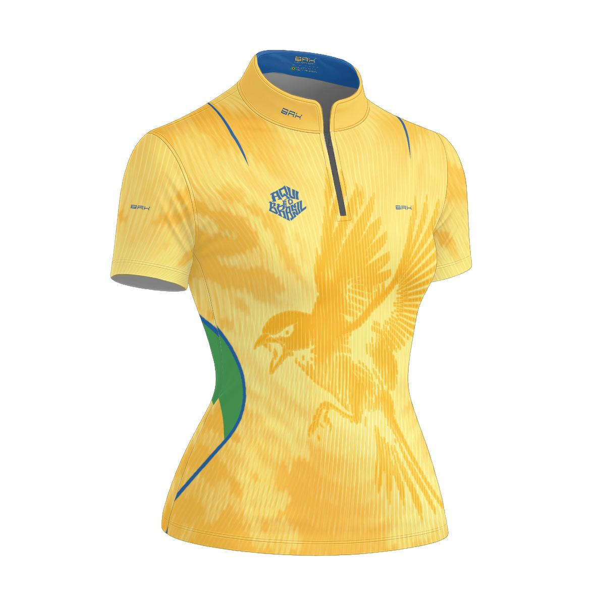 Camiseta Brk Feminina Aqui é o Brasil Beija-Flor Sombreado Amarela com Proteção Solar UV50+ - Brk Agro