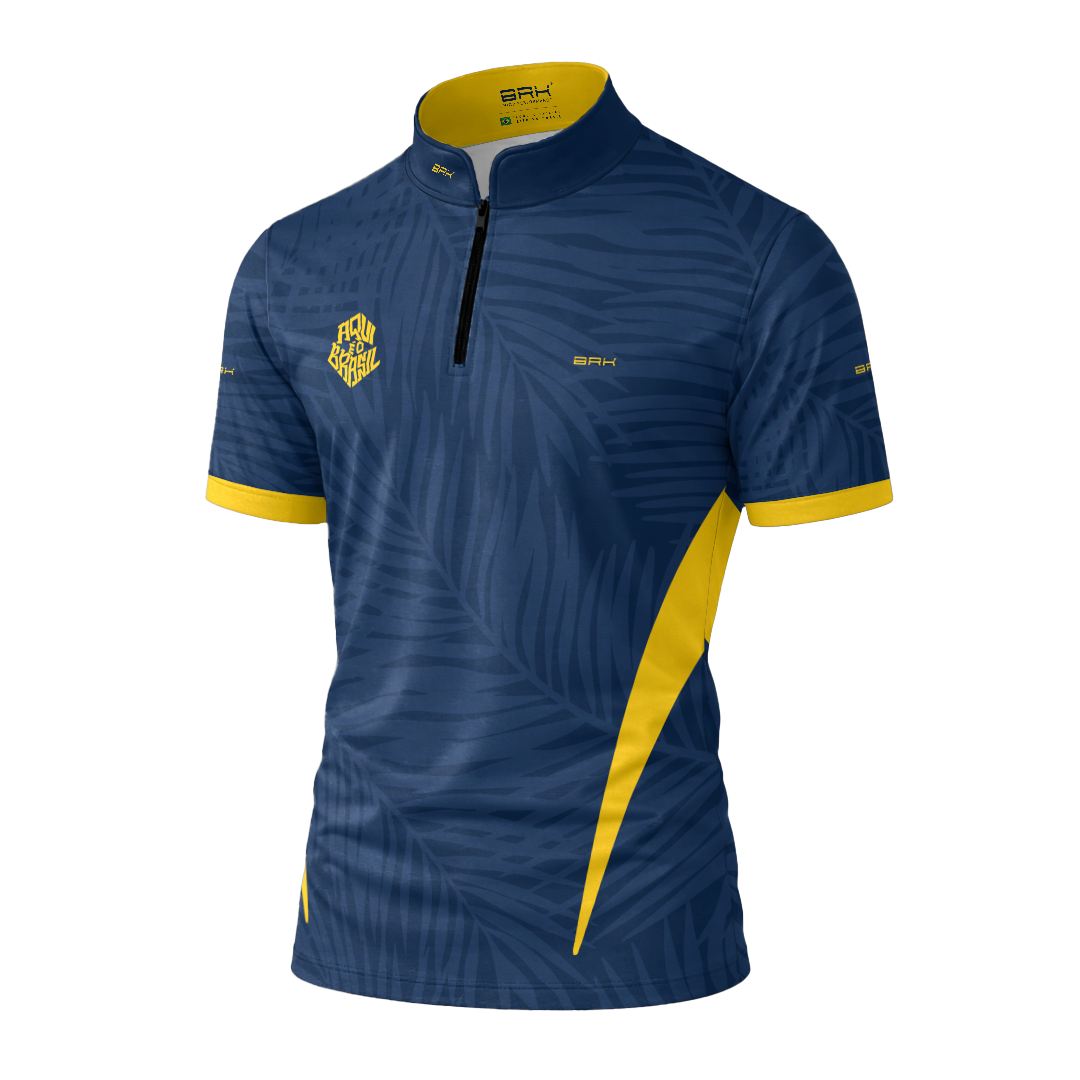 Camiseta Brk Aqui é o Brasil Tropical Azul Marinho com Proteção Solar UV50+ - Brk Agro