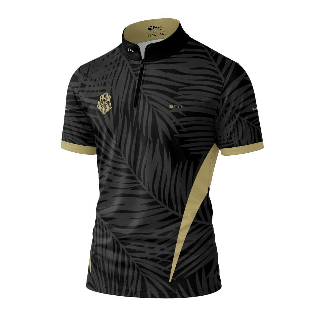 Camiseta Brk Aqui é o Brasil Tropical Preta com Proteção Solar UV50+ - Brk Agro