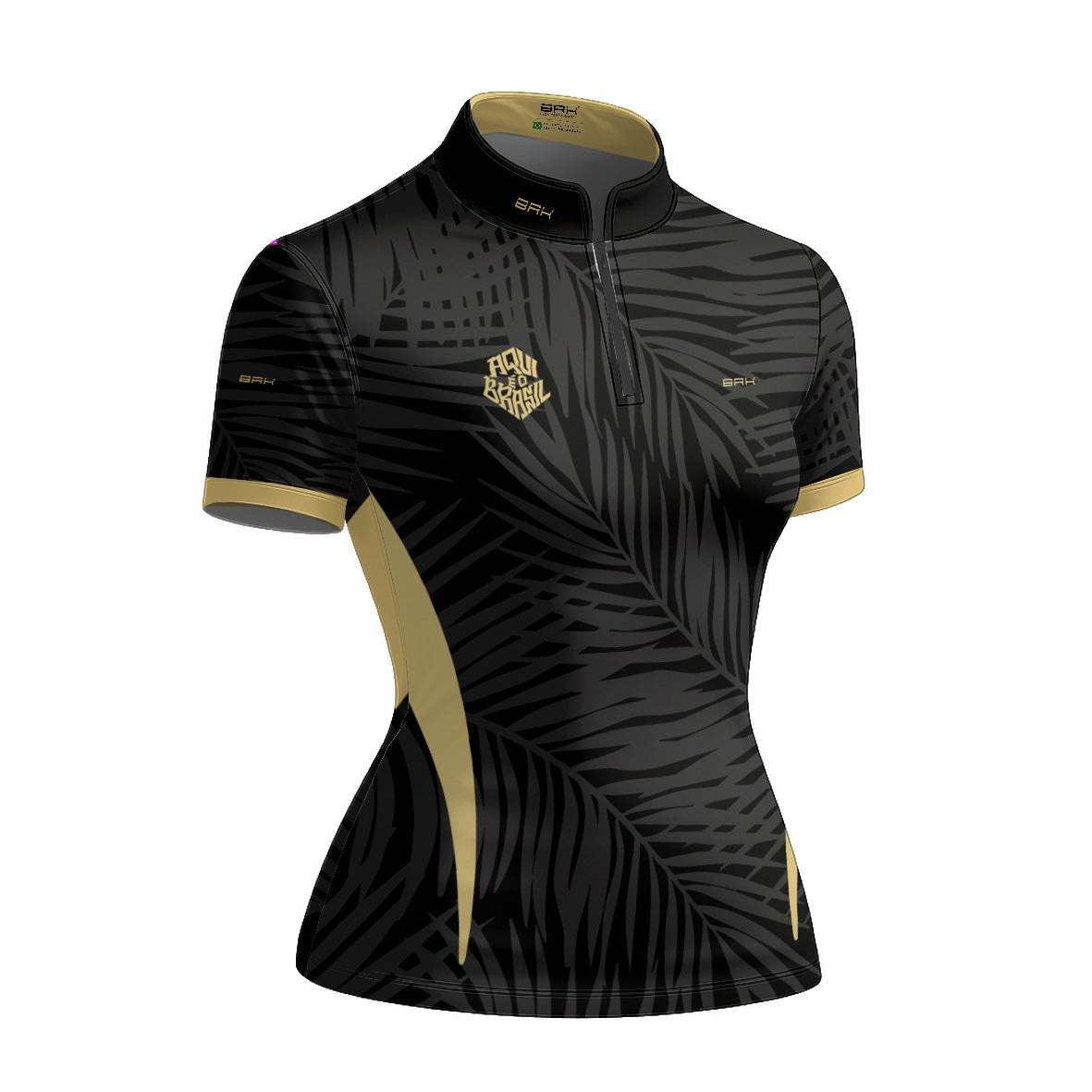 Camiseta Brk Feminina Aqui é o Brasil Tropical Preta com Proteção Solar UV50+ - Brk Agro