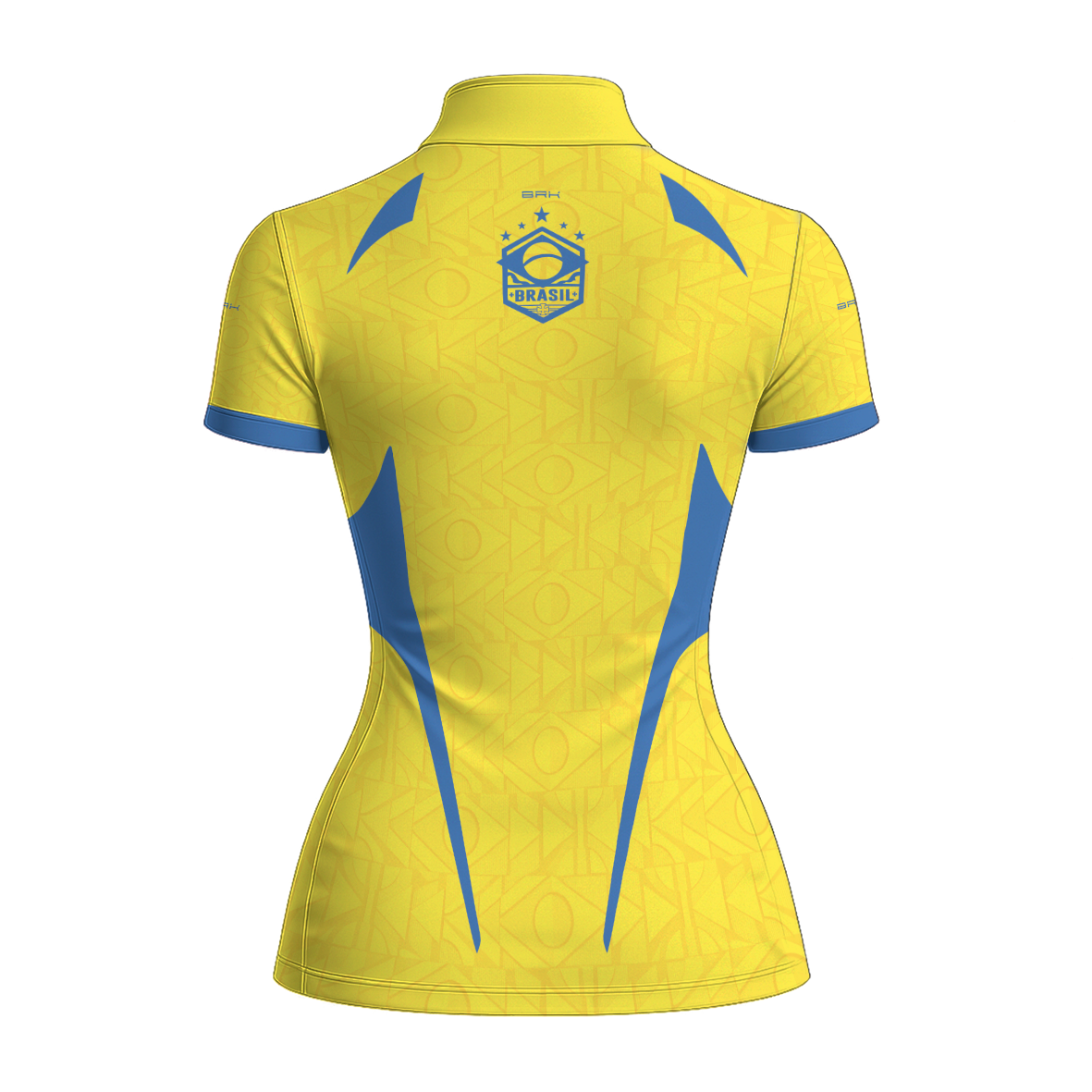 Camiseta Brk Feminina Aqui é o Brasil Bandeira Geométrica Amarela com Proteção Solar UV50+ - Brk Agro
