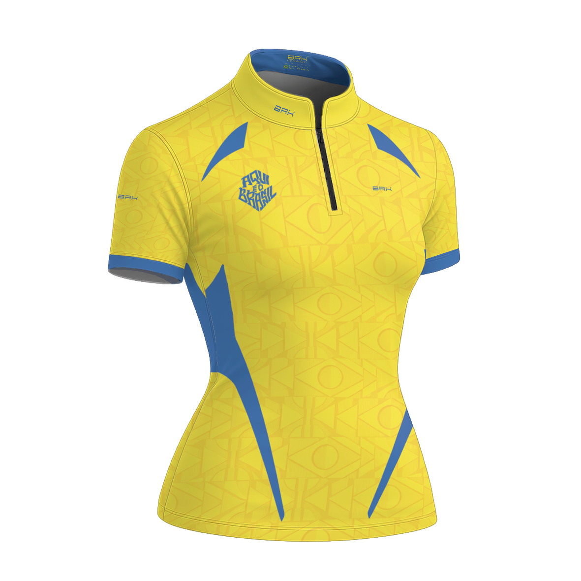 Camiseta Brk Feminina Aqui é o Brasil Bandeira Geométrica Amarela com Proteção Solar UV50+ - Brk Agro