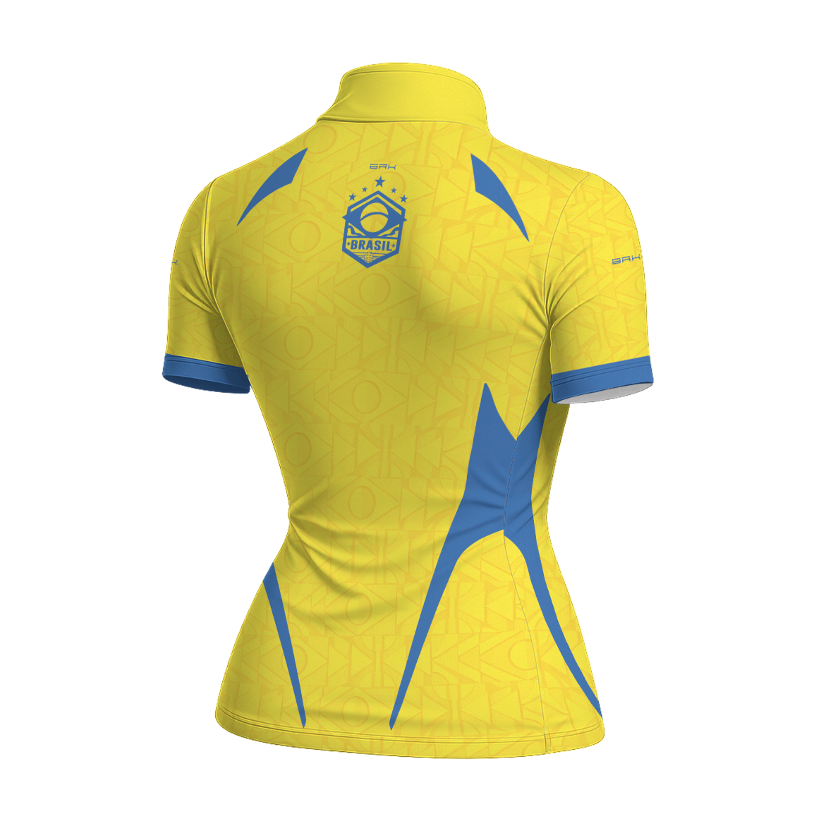 Camiseta Brk Feminina Aqui é o Brasil Bandeira Geométrica Amarela com Proteção Solar UV50+ - Brk Agro