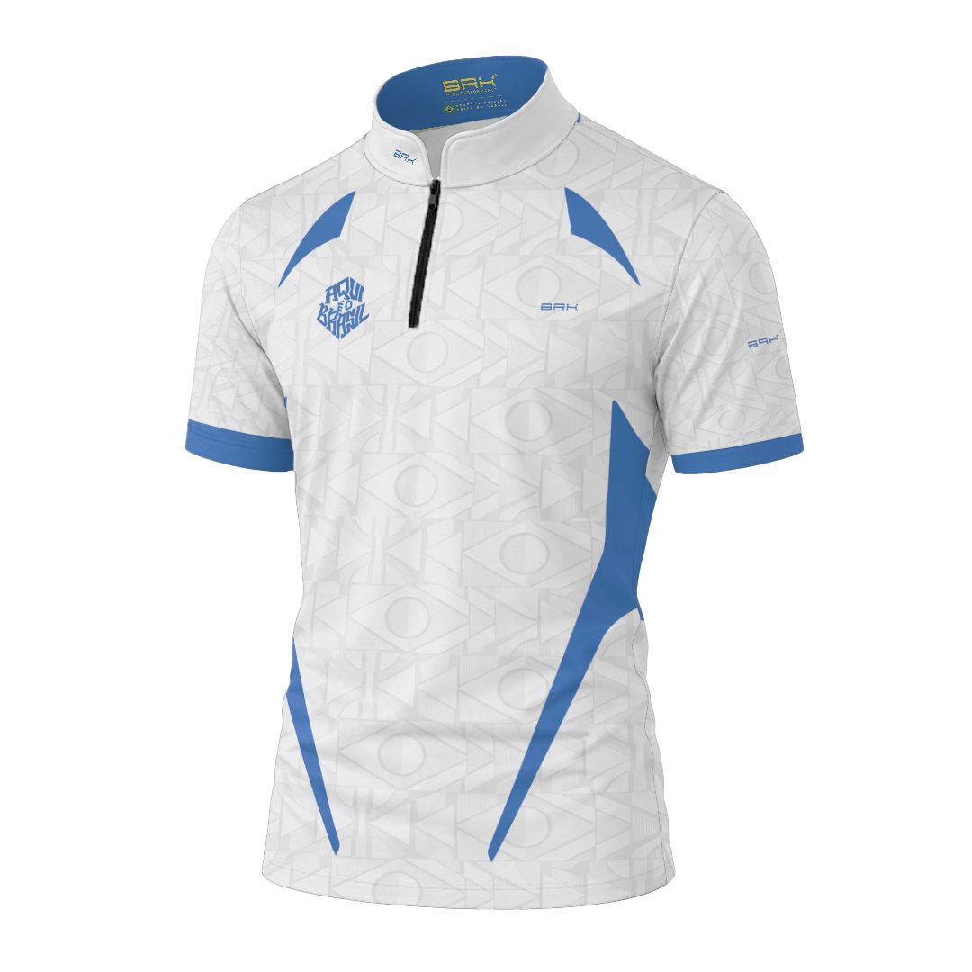 Camiseta Brk Aqui é o Brasil Bandeira Geométrica Branca com Proteção Solar UV50+ - Brk Agro