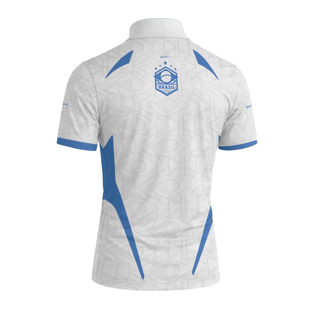Camiseta Brk Aqui é o Brasil Bandeira Geométrica Branca com Proteção Solar UV50+ - Brk Agro