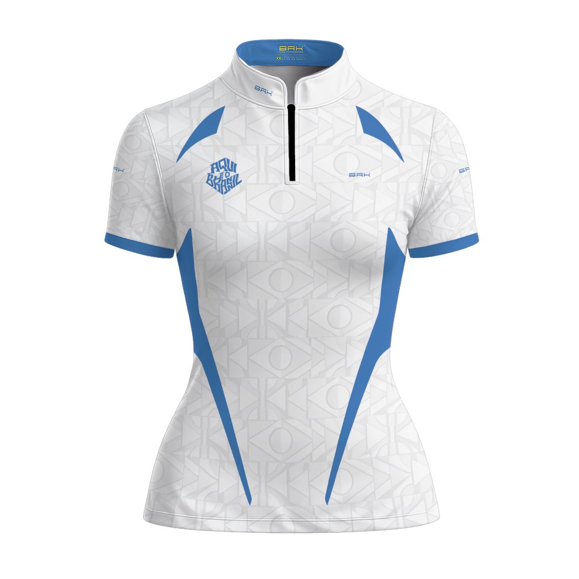 Camiseta Brk Feminina Aqui é o Brasil Bandeira Geométrica Branca com Proteção Solar UV50+ - Brk Agro