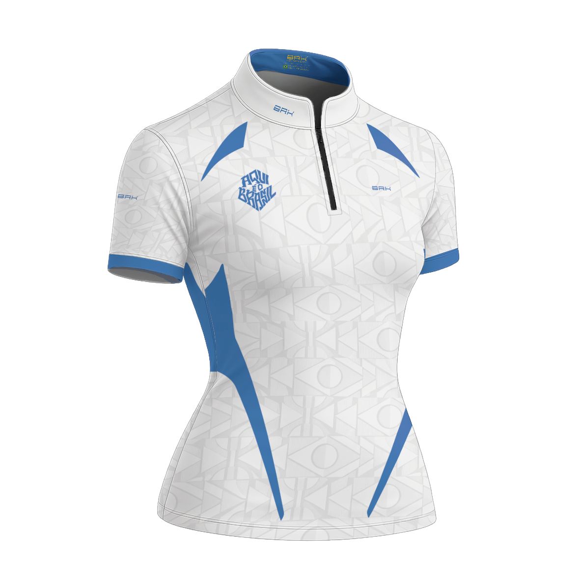 Camiseta Brk Feminina Aqui é o Brasil Bandeira Geométrica Branca com Proteção Solar UV50+ - Brk Agro