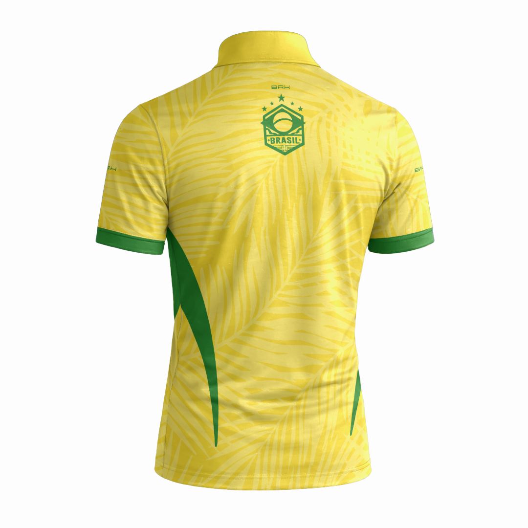 Camiseta Brk Aqui é o Brasil Tropical Amarela com Proteção Solar UV50+ - Brk Agro