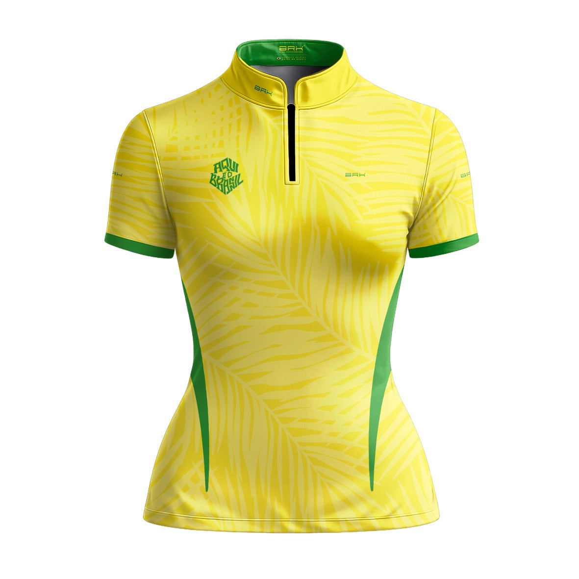 Camiseta Brk Feminina Aqui é o Brasil Tropical Amarela com Proteção Solar UV50+ - Brk Agro