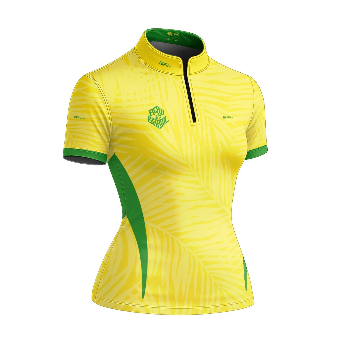 Camiseta Brk Feminina Aqui é o Brasil Tropical Amarela com Proteção Solar UV50+ - Brk Agro
