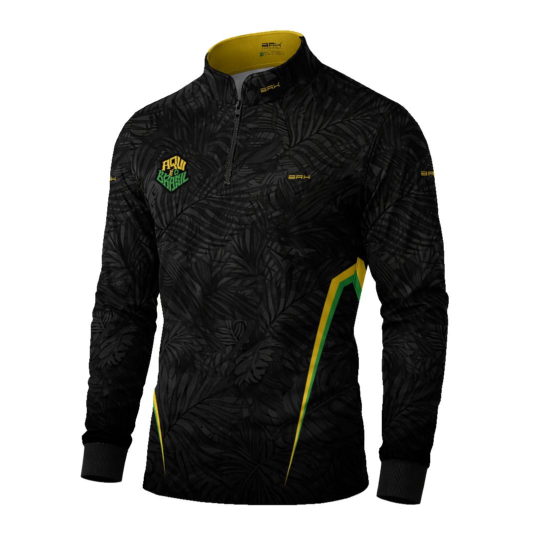 Camisa Brk Aqui é o Brasil Folhagem Preta com Proteção Solar UV50+ - Brk Agro