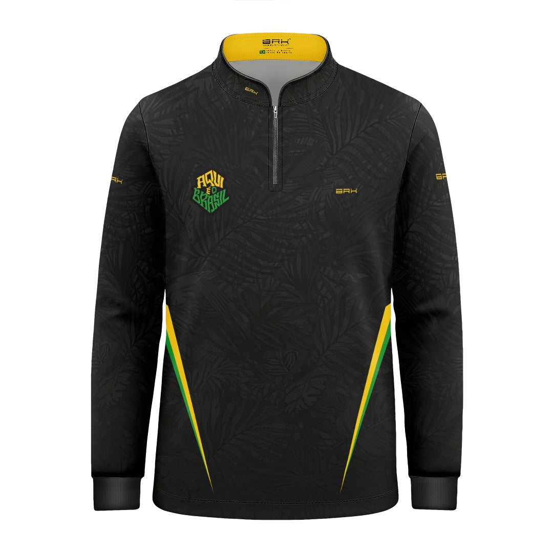 Camisa Brk Infantil Aqui é o Brasil Folhagem Preta com Proteção Solar UV50+ - Brk Agro