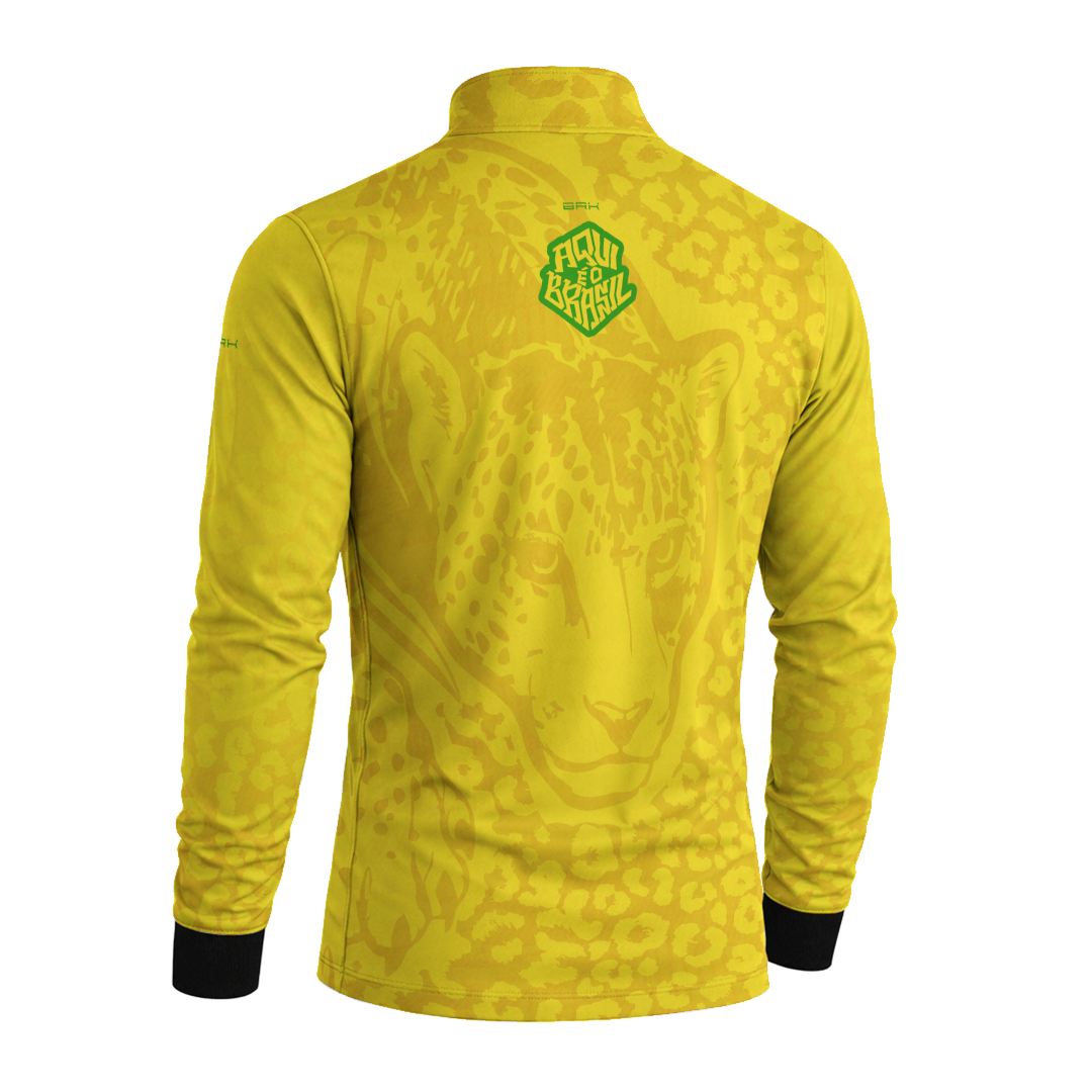 Camisa Brk Aqui é o Brasil Onça Pintada Amarela com Proteção Solar UV50+ - Brk Agro