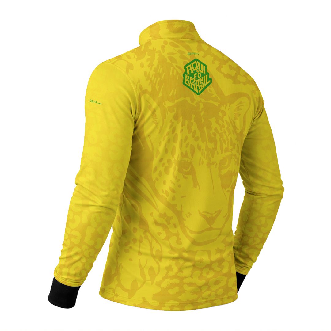 Camisa Brk Aqui é o Brasil Onça Pintada Amarela com Proteção Solar UV50+ - Brk Agro