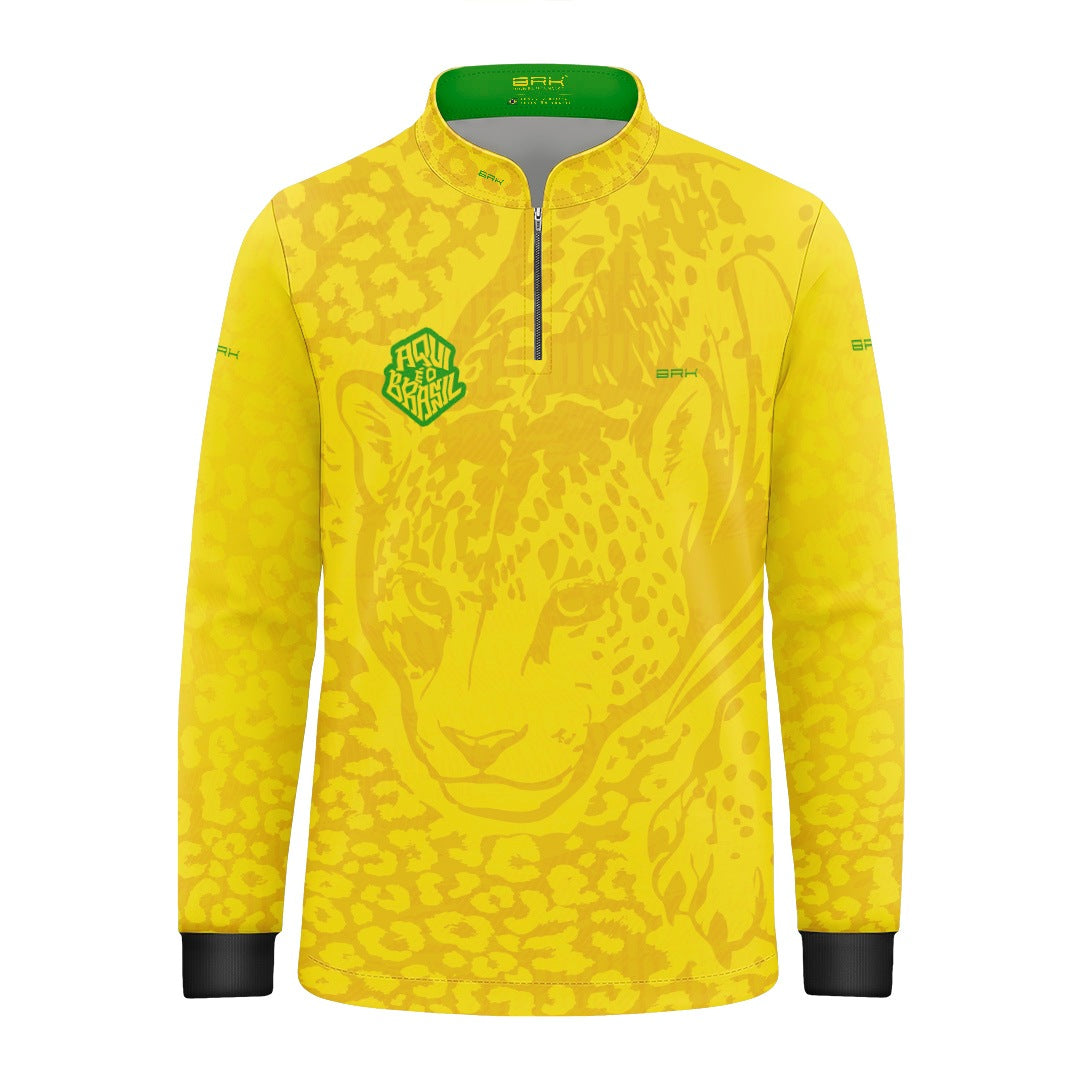 Camisa Brk Infantil Aqui é o Brasil Onça Pintada Amarela com Proteção Solar UV50+ - Brk Agro