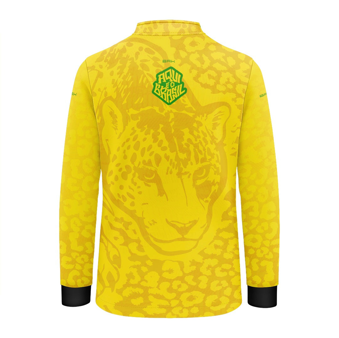 Camisa Brk Infantil Aqui é o Brasil Onça Pintada Amarela com Proteção Solar UV50+ - Brk Agro