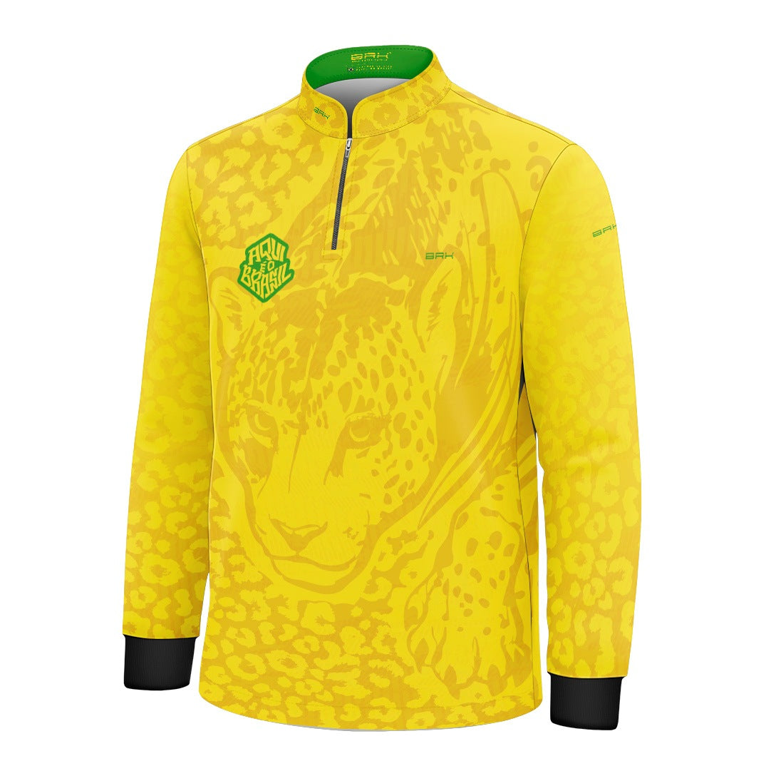 Camisa Brk Infantil Aqui é o Brasil Onça Pintada Amarela com Proteção Solar UV50+ - Brk Agro
