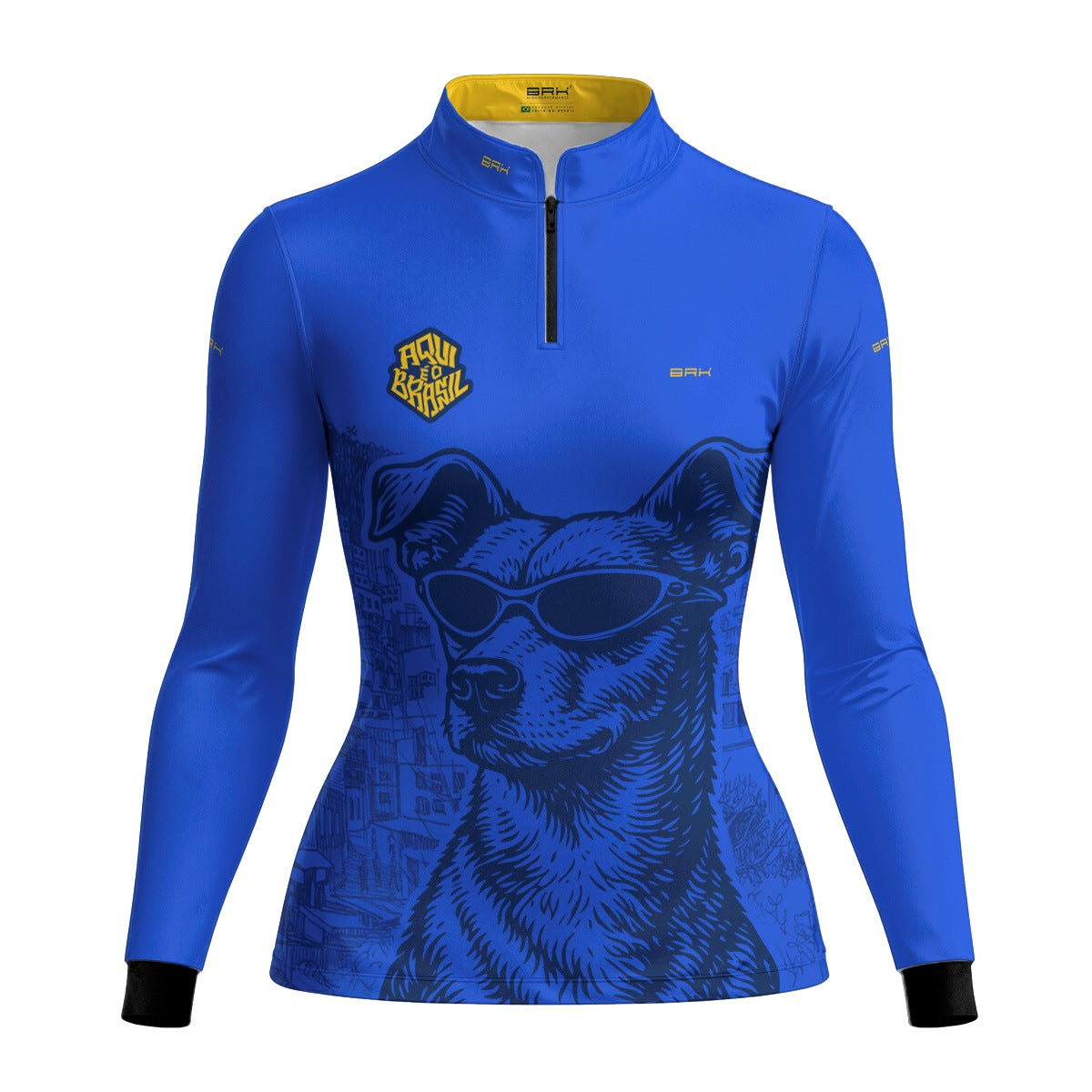 Camisa Brk Feminina Aqui é o Brasil Caramelo de Óculos Azul com Proteção Solar UV50+ - Brk Agro