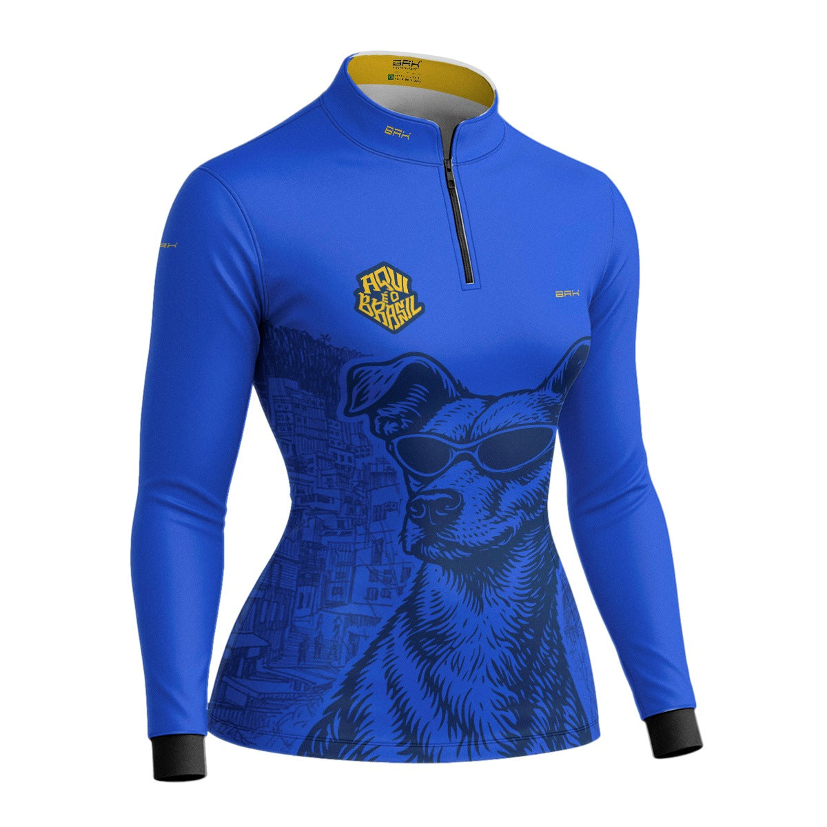Camisa Brk Feminina Aqui é o Brasil Caramelo de Óculos Azul com Proteção Solar UV50+ - Brk Agro
