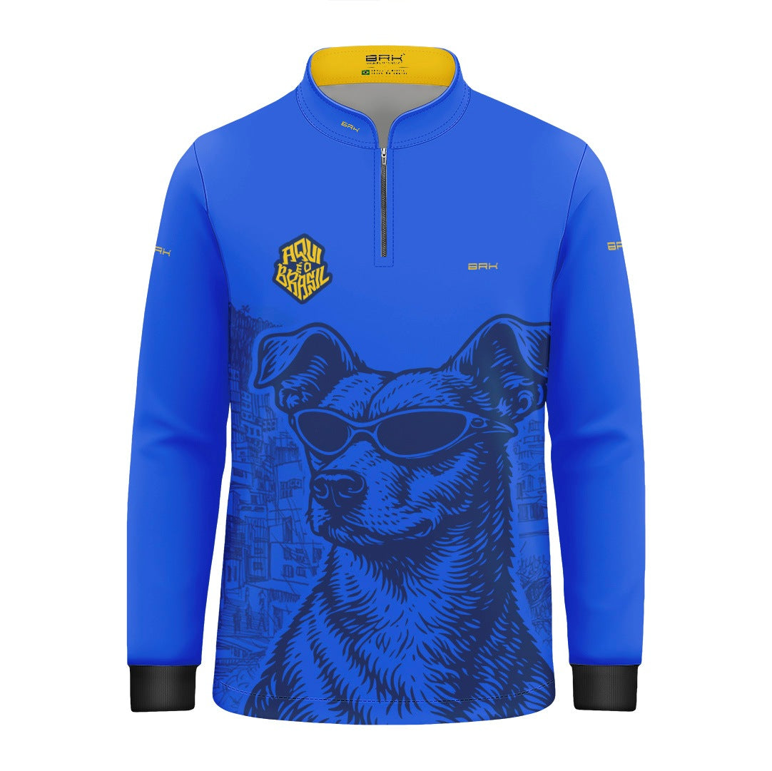 Camisa Brk Infantil Aqui é o Brasil Caramelo de Óculos Azul com Proteção Solar UV50+ - Brk Agro