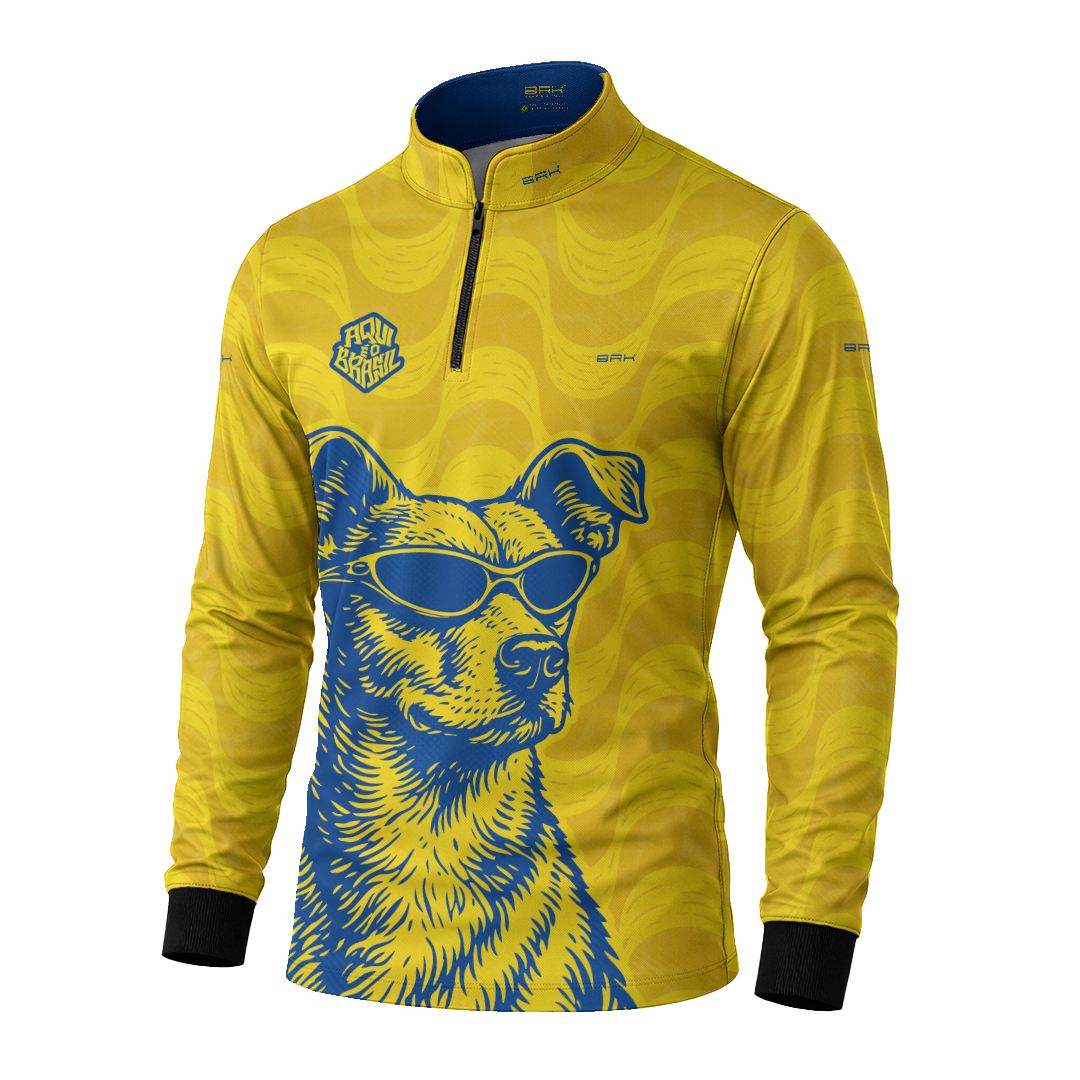 Camisa Brk Aqui é o Brasil Caramelo de Óculos Amarela com Proteção Solar UV50+ - Brk Agro