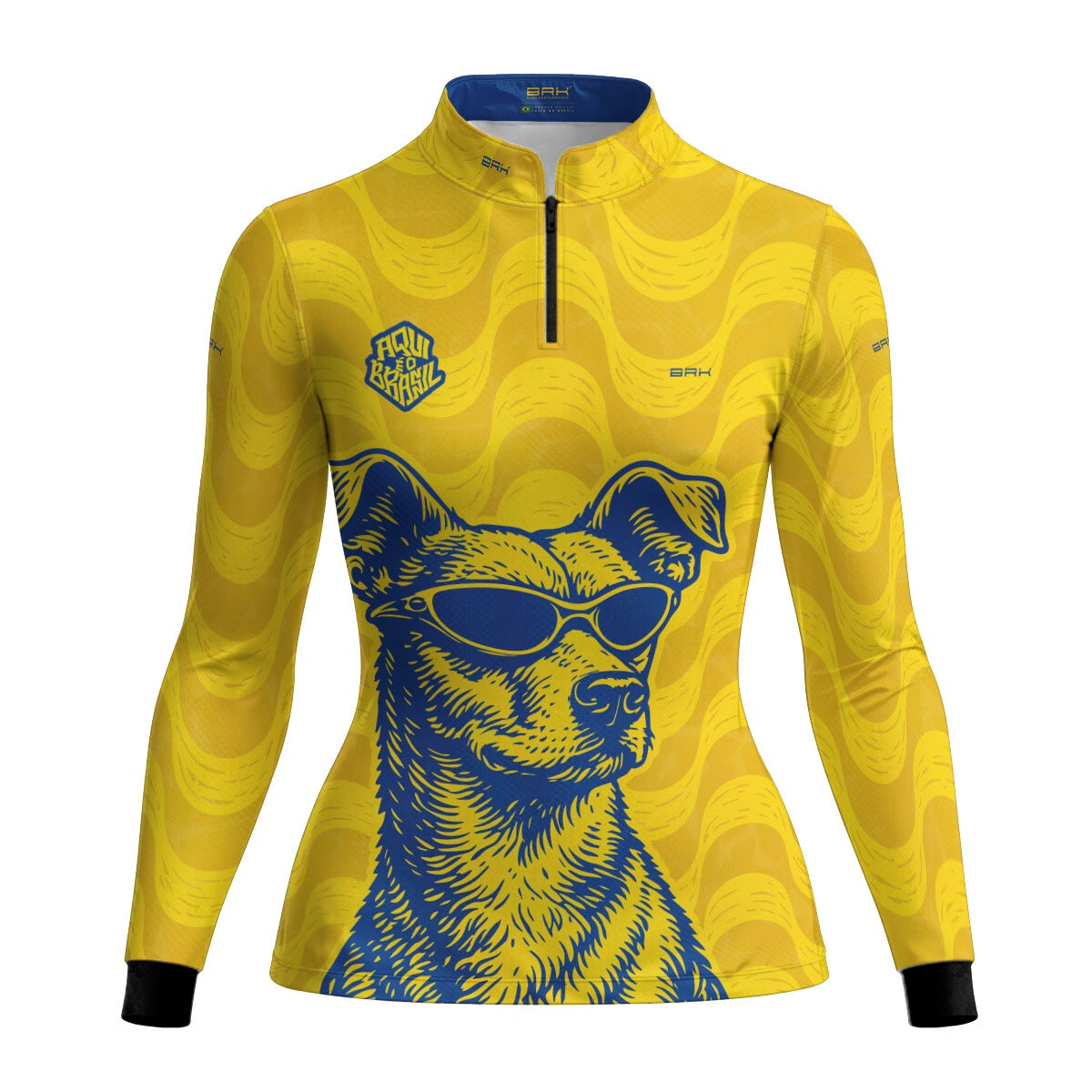 Camisa Brk Feminina Aqui é o Brasil Caramelo de Óculos Amarela com Proteção Solar UV50+ - Brk Agro