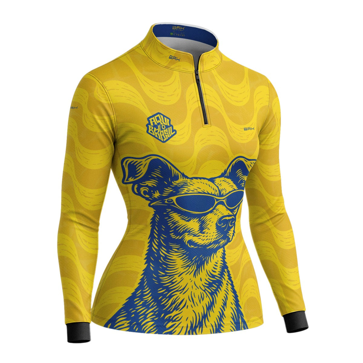 Camisa Brk Feminina Aqui é o Brasil Caramelo de Óculos Amarela com Proteção Solar UV50+ - Brk Agro