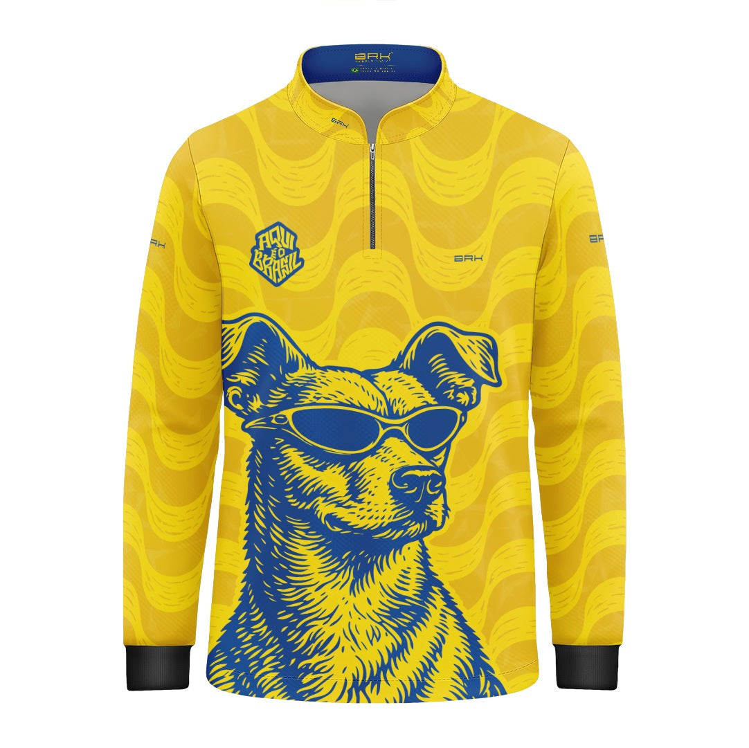Camisa Brk Infantil Aqui é o Brasil Caramelo de Óculos Amarela com Proteção Solar UV50+ - Brk Agro