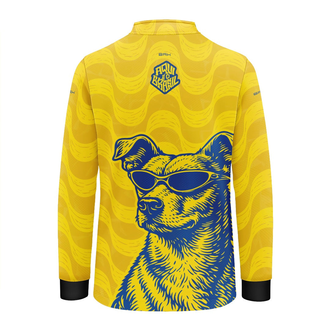 Camisa Brk Infantil Aqui é o Brasil Caramelo de Óculos Amarela com Proteção Solar UV50+ - Brk Agro
