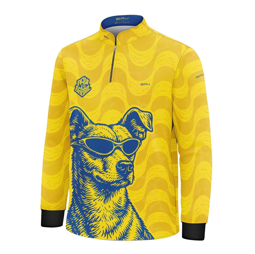 Camisa Brk Infantil Aqui é o Brasil Caramelo de Óculos Amarela com Proteção Solar UV50+ - Brk Agro