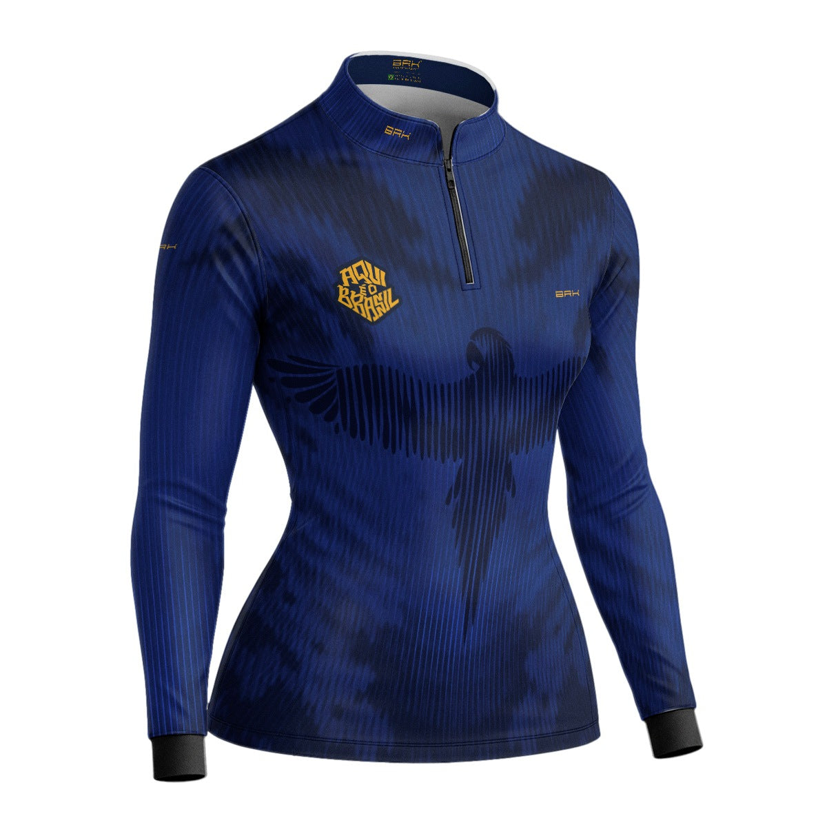 Camisa Brk Feminina Aqui é o Brasil Arara Azul com Proteção Solar UV50+ - Brk Agro