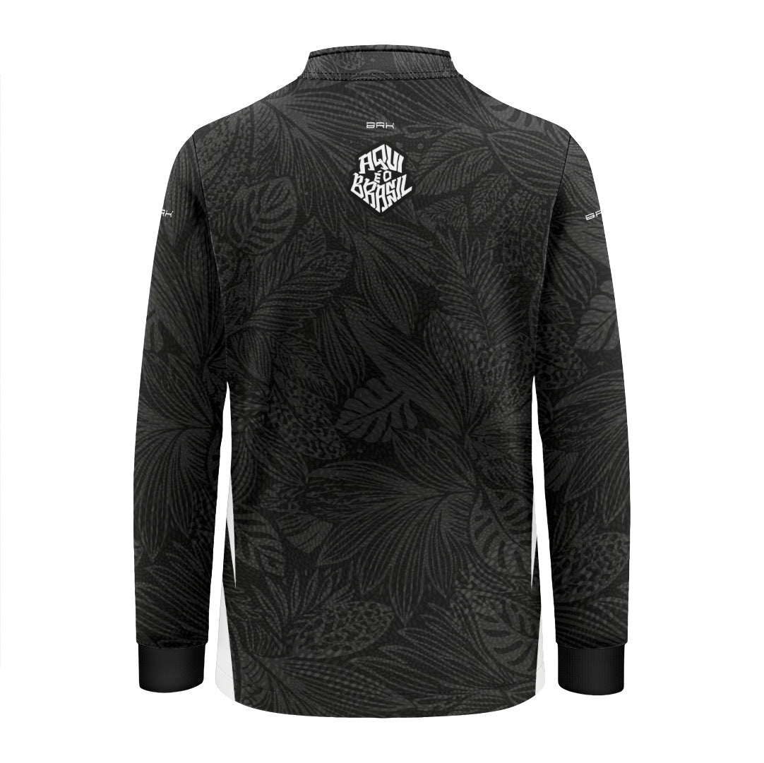 Camisa Brk Infantil Aqui é o Brasil Folhagem Tropical Preta com Proteção Solar UV50+ - Brk Agro