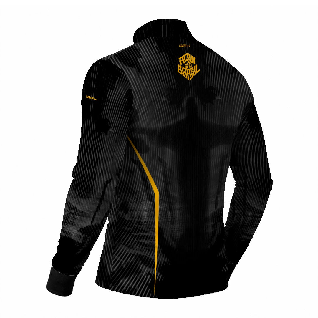 Camisa Brk Aqui é o Brasil Cristo Redentor Preta com Proteção Solar UV50+ - Brk Agro