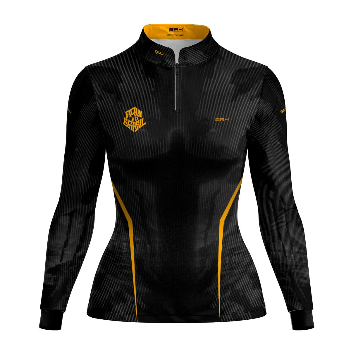 Camisa Brk Feminina Aqui é o Brasil Cristo Redentor Preta com Proteção Solar UV50+ - Brk Agro