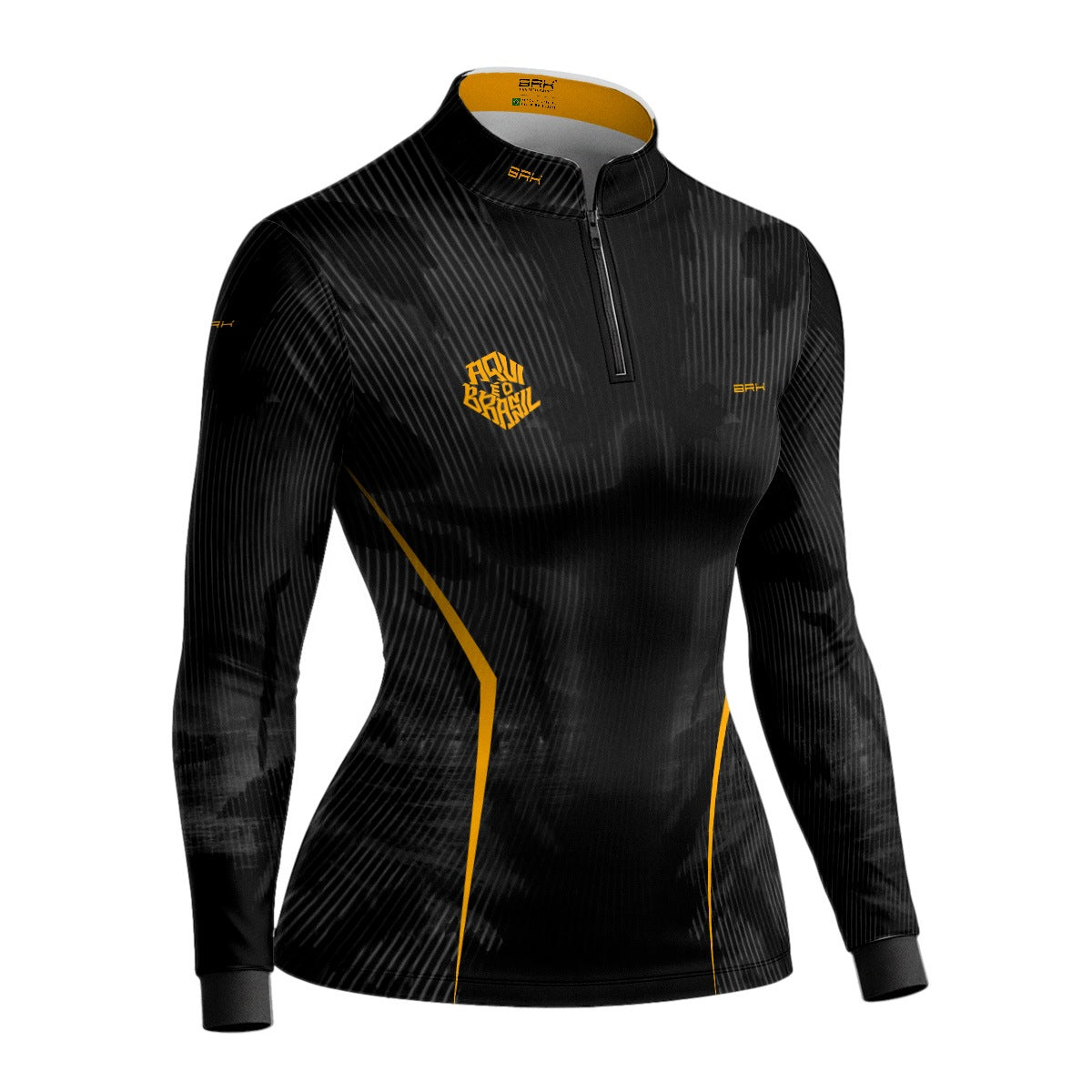 Camisa Brk Feminina Aqui é o Brasil Cristo Redentor Preta com Proteção Solar UV50+ - Brk Agro