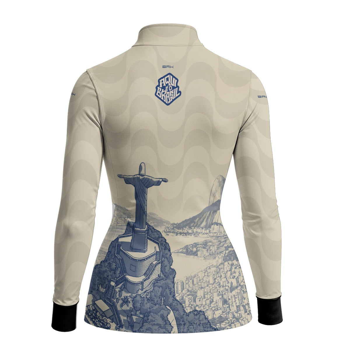 Camisa Brk Feminina Aqui é o Brasil Cristo Redentor Paisagem Bege com Proteção Solar UV50+ - Brk Agro