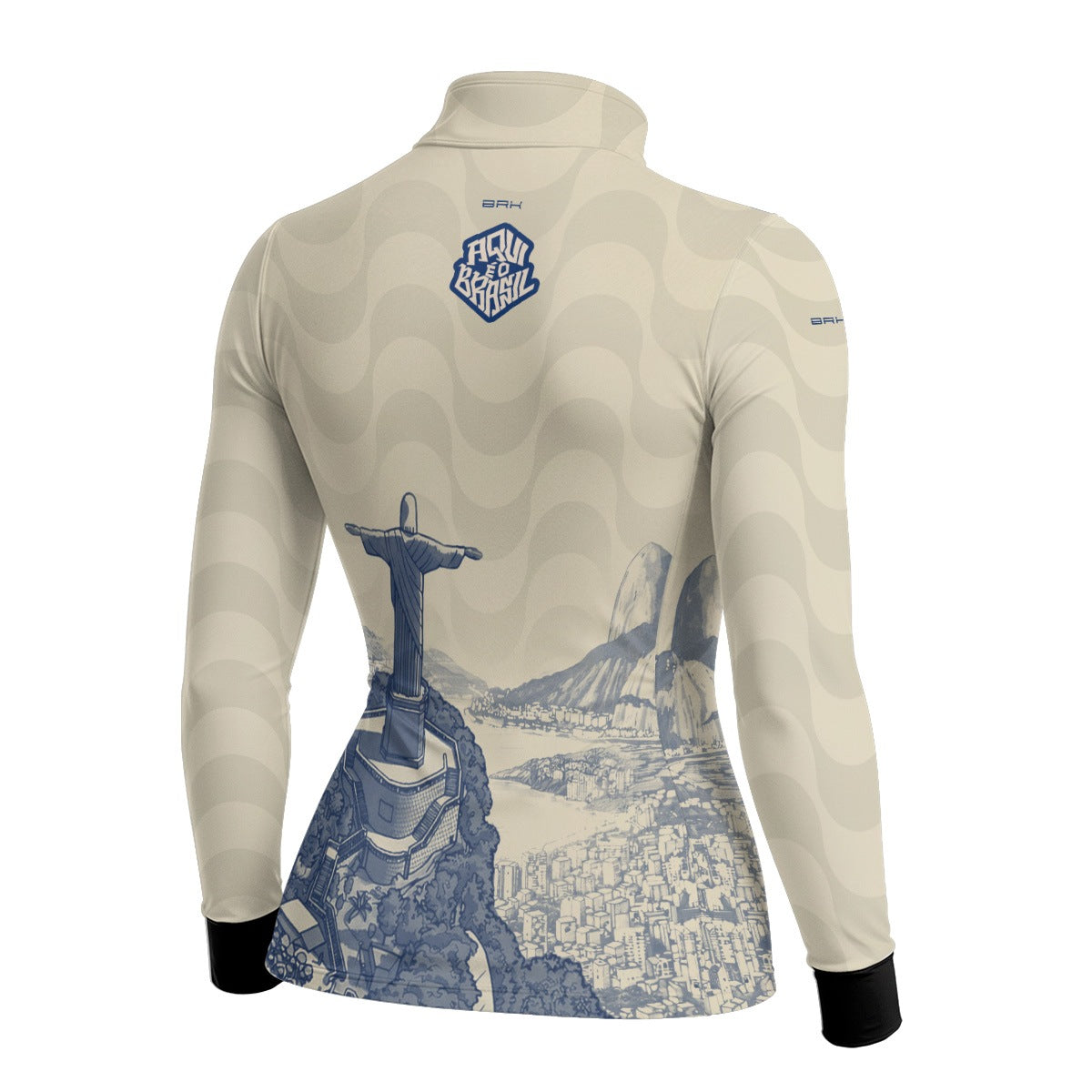 Camisa Brk Feminina Aqui é o Brasil Cristo Redentor Paisagem Bege com Proteção Solar UV50+ - Brk Agro