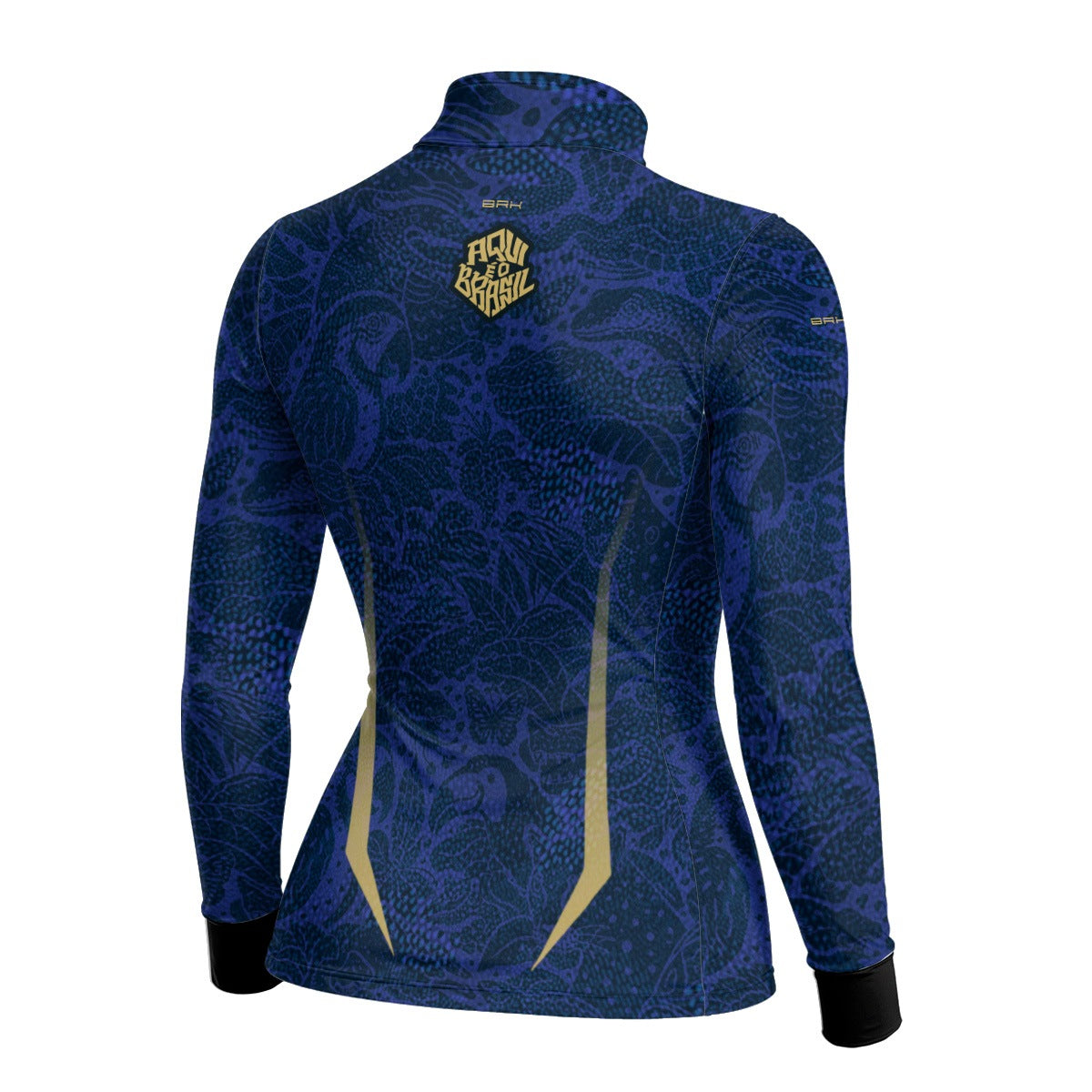 Camisa Brk Feminina Aqui é o Brasil Folhagem Sutil Azul Royal com Proteção Solar UV50+ - Brk Agro