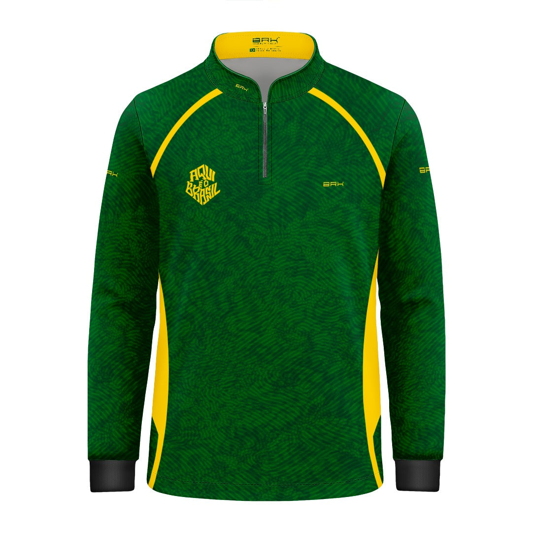 Camisa Brk Infantil Aqui é o Brasil Digital Verde com Proteção Solar UV50+ - Brk Agro