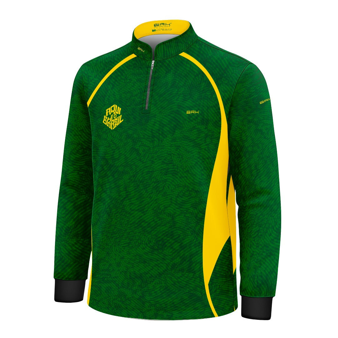 Camisa Brk Infantil Aqui é o Brasil Digital Verde com Proteção Solar UV50+ - Brk Agro
