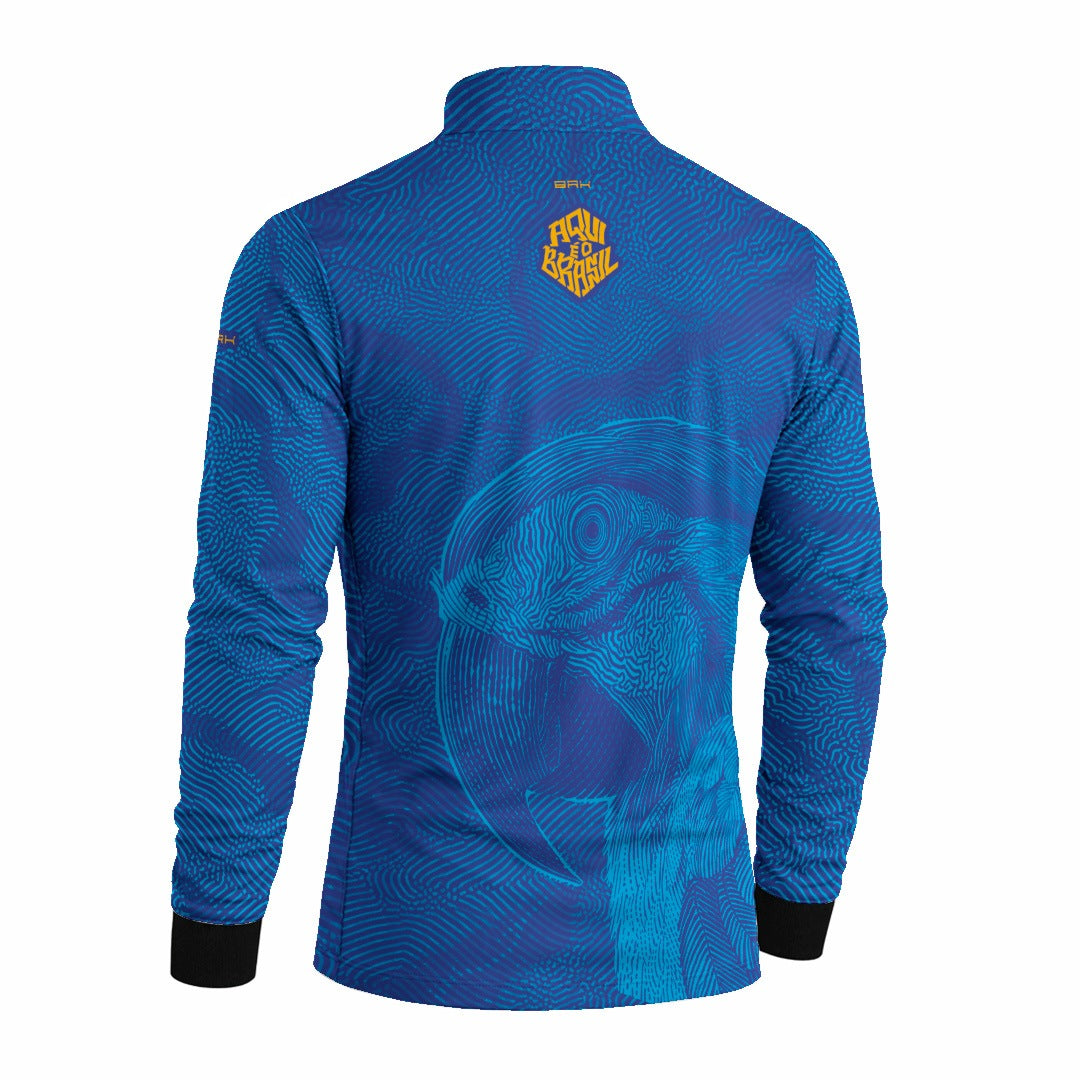Camisa Brk Aqui é o Brasil Arara Sombreada Azul Royal com Proteção Solar UV50+ - Brk Agro