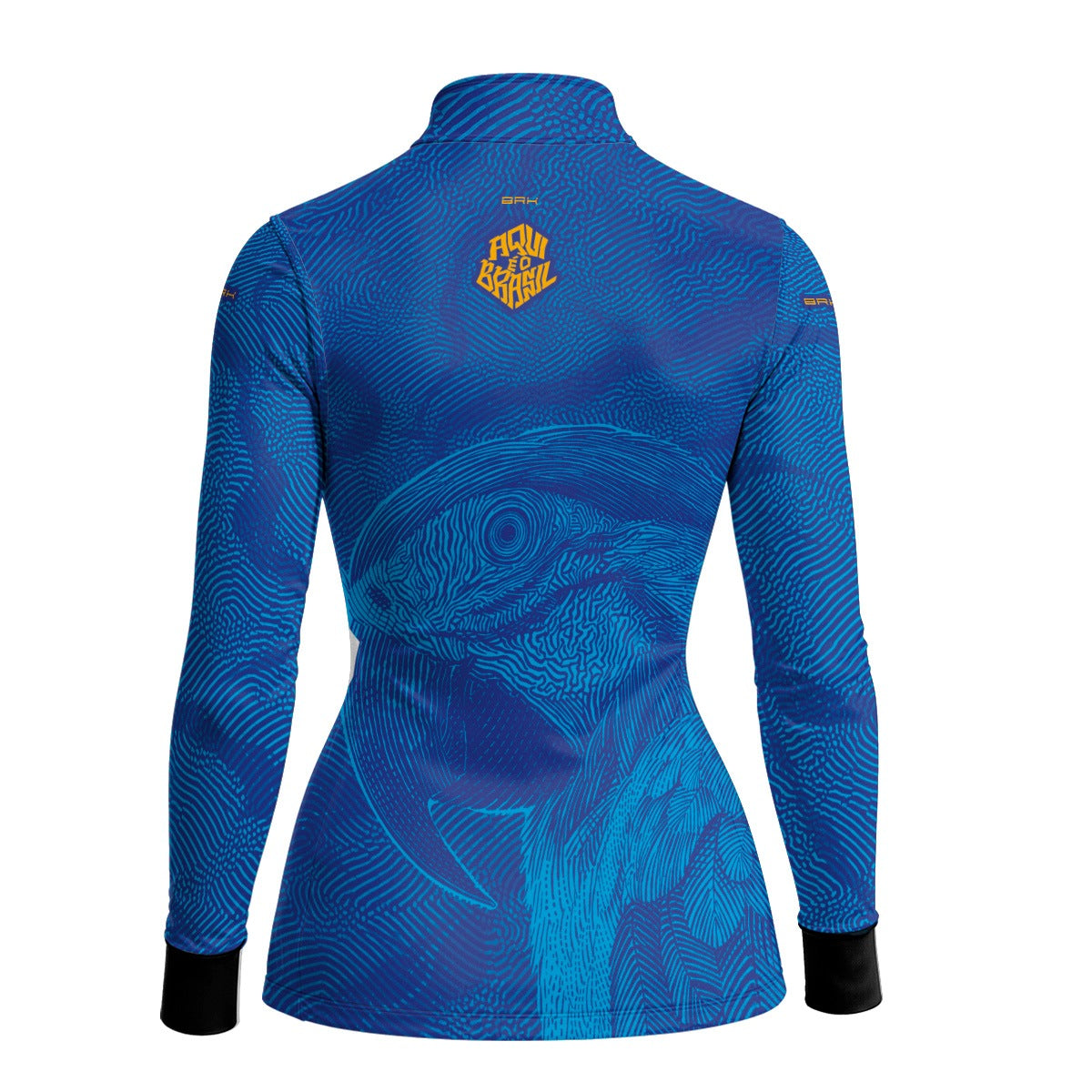 Camisa Brk Feminina Aqui é o Brasil Arara Sombreada Azul Royal com Proteção Solar UV50+ - Brk Agro