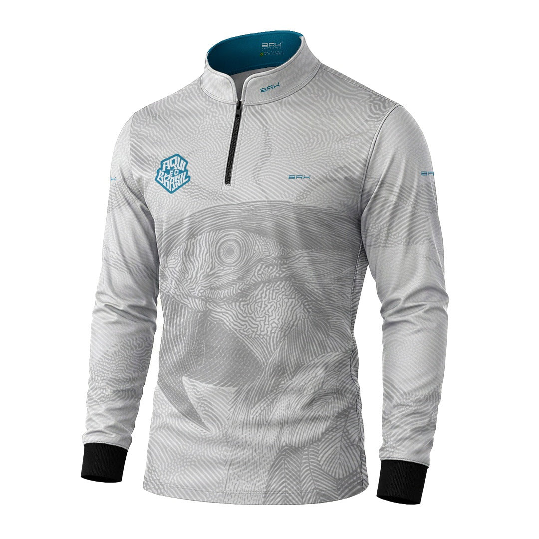 Camisa Brk Aqui é o Brasil Arara Sombreada Branca com Proteção Solar UV50+ - Brk Agro