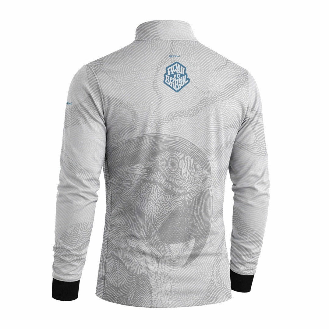 Camisa Brk Aqui é o Brasil Arara Sombreada Branca com Proteção Solar UV50+ - Brk Agro