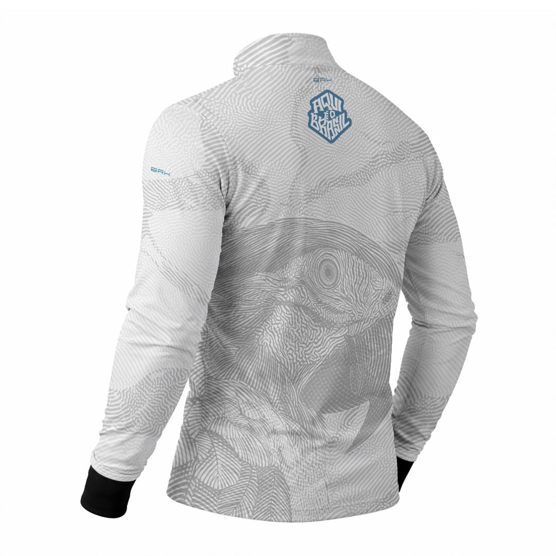 Camisa Brk Aqui é o Brasil Arara Sombreada Branca com Proteção Solar UV50+ - Brk Agro
